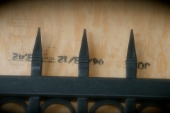 S116 Sample custom wrought iron fence with forged oval double heavy tube top rails  and forged finial spear point