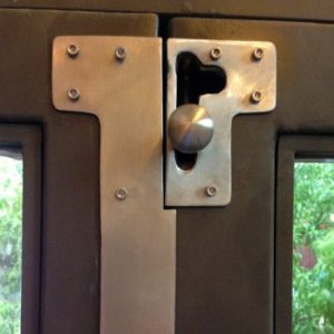 North facing entrance from interior with 6' double entry door with stainless trim top